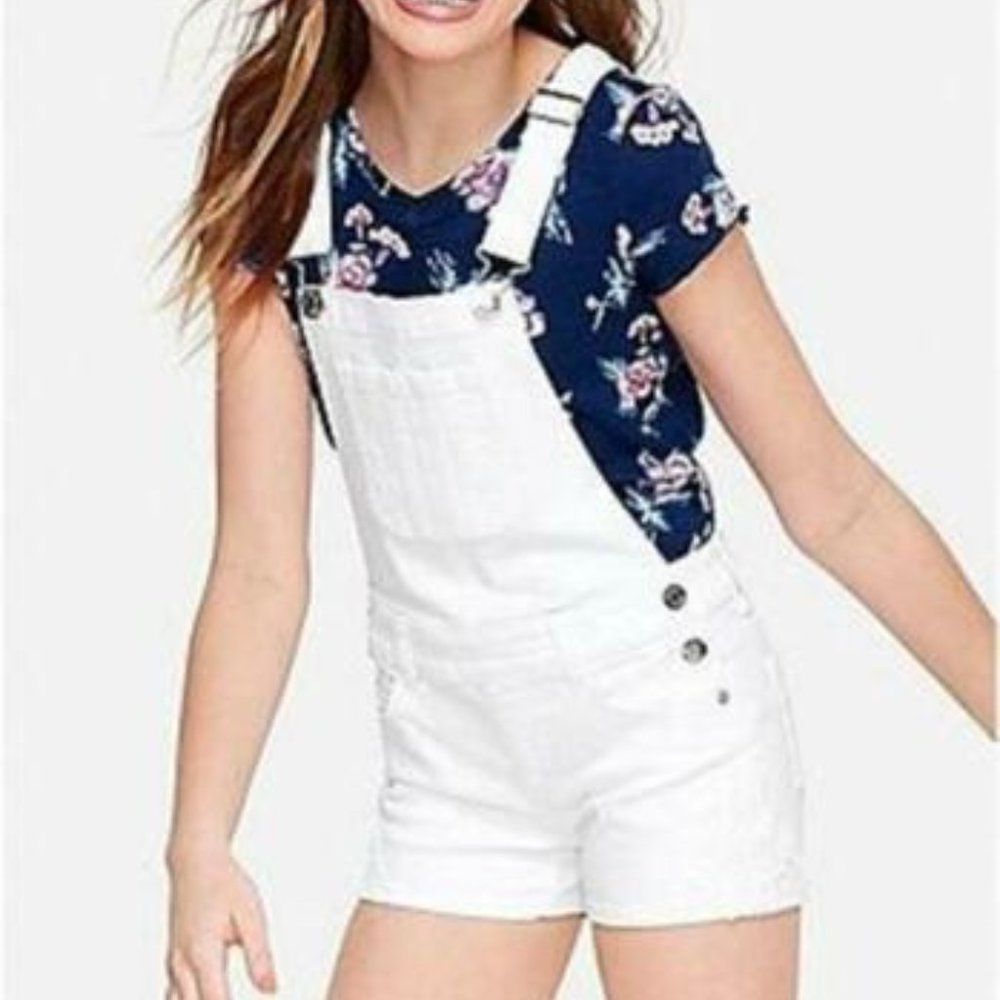 JUSTICE Overall Denim Shortalls Distressed H10316 - Picture 1 of 10